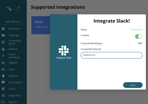 Integrate Slack with Walk With You